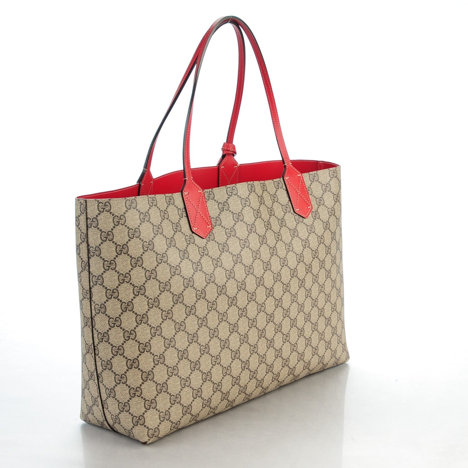 Gucci GG Supreme Monogram Medium Reversible Tote Beige Red 3 of 7