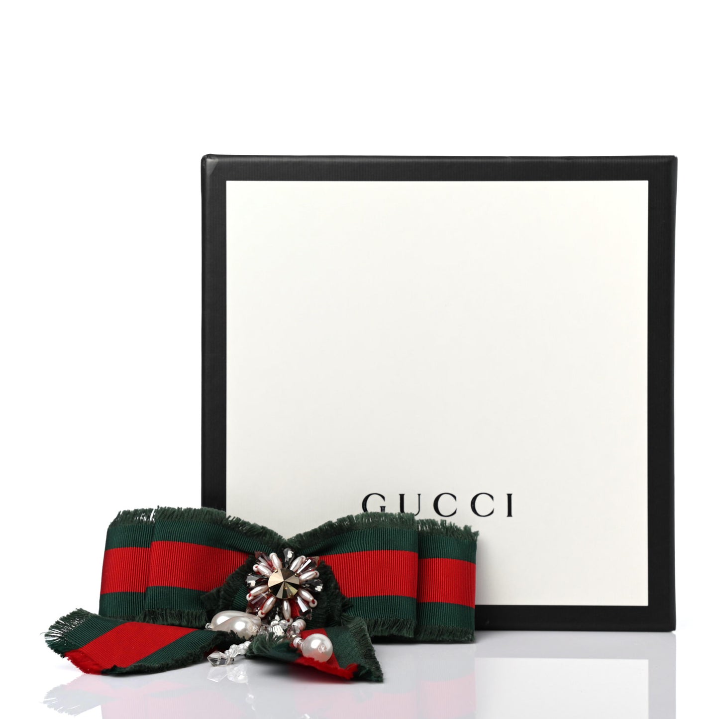 Grosgrain Web Pearl Crystal Bow Brooch