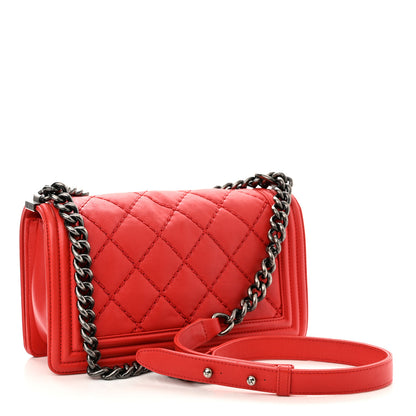 Chanel Calfskin Double Stitch Small Boy Flap Red 3 of 10
