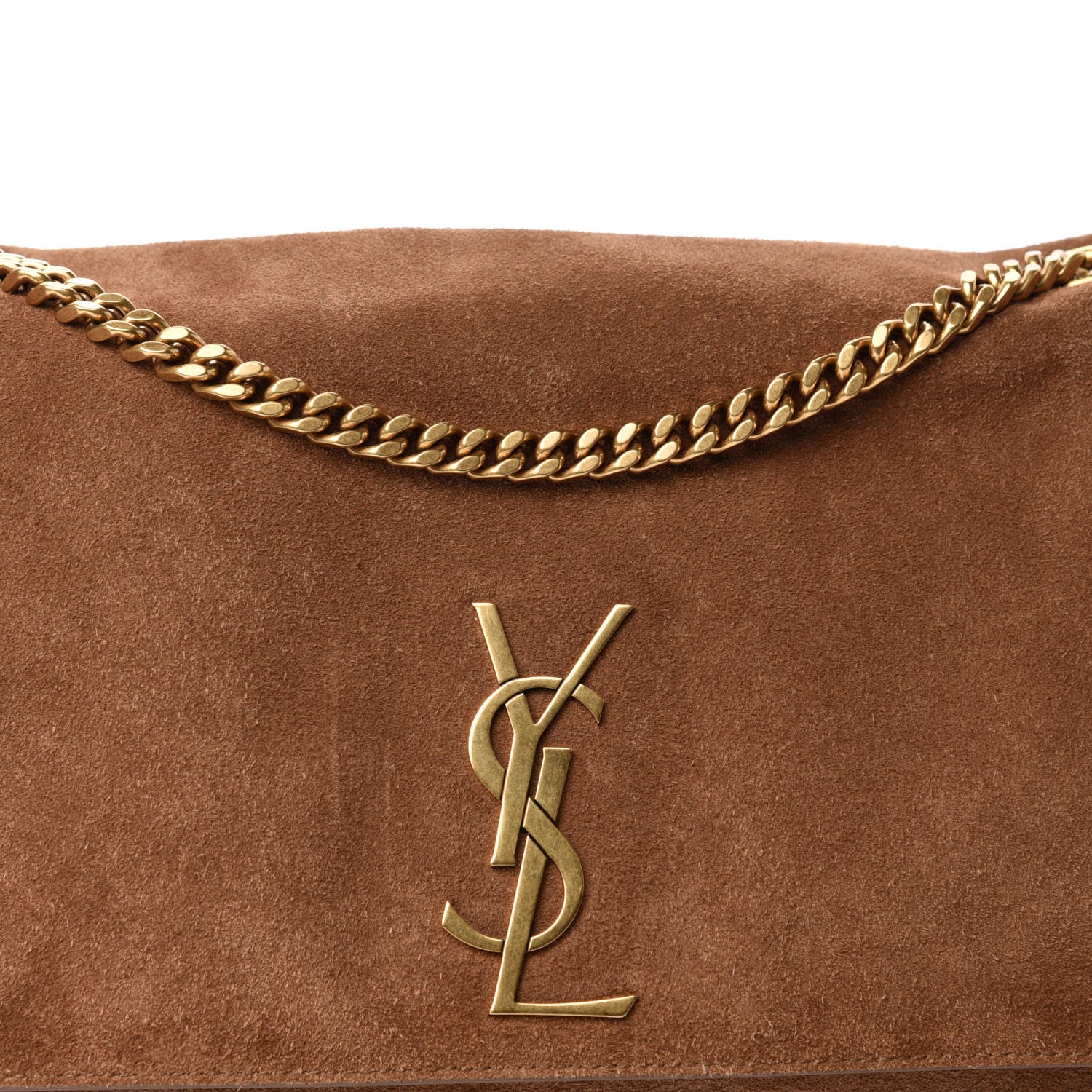 Saint Laurent Smooth Calfskin Suede Medium Reversible Monogram Kate Satchel Light Ochre 11 of 11