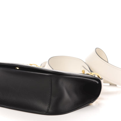Prada City Calf Pionniere Saddle Bag Black White 9 of 10