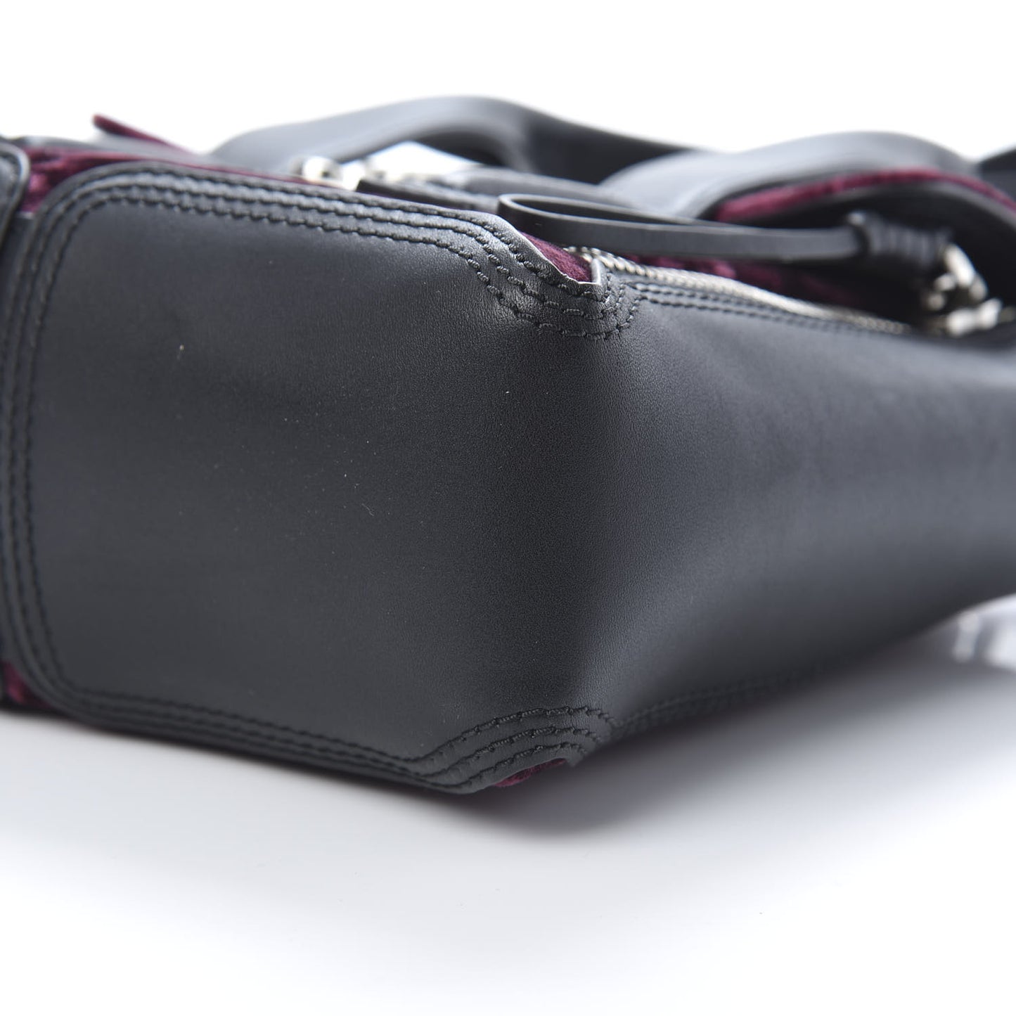 3.1 Textured Calfskin Velvet Mini Pashli Satchel Black Bordeaux