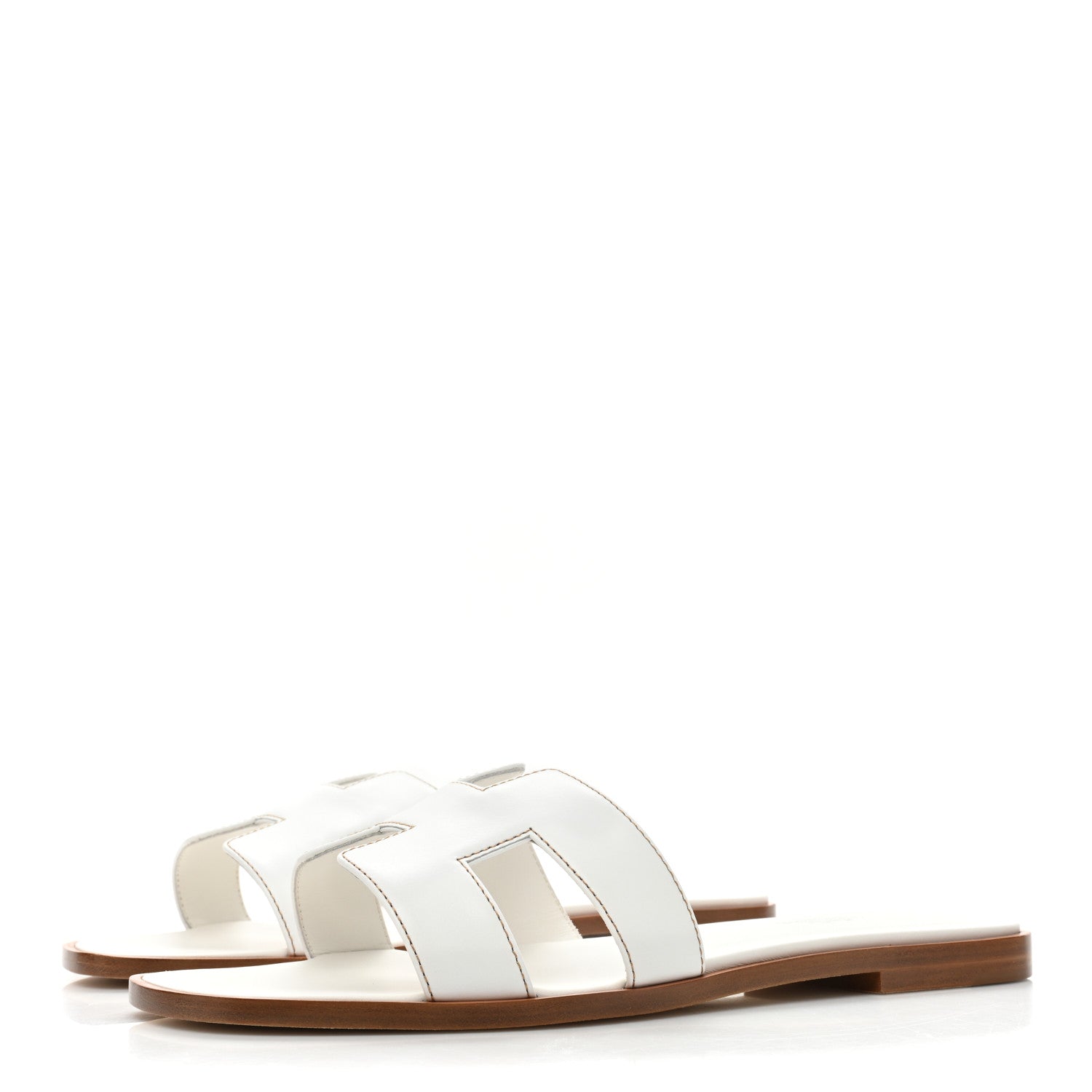 Hermes Box Calfskin Oran Sandals 39 White 3 of 8