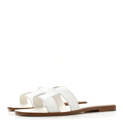 Hermes Box Calfskin Oran Sandals 39 White 3 of 8