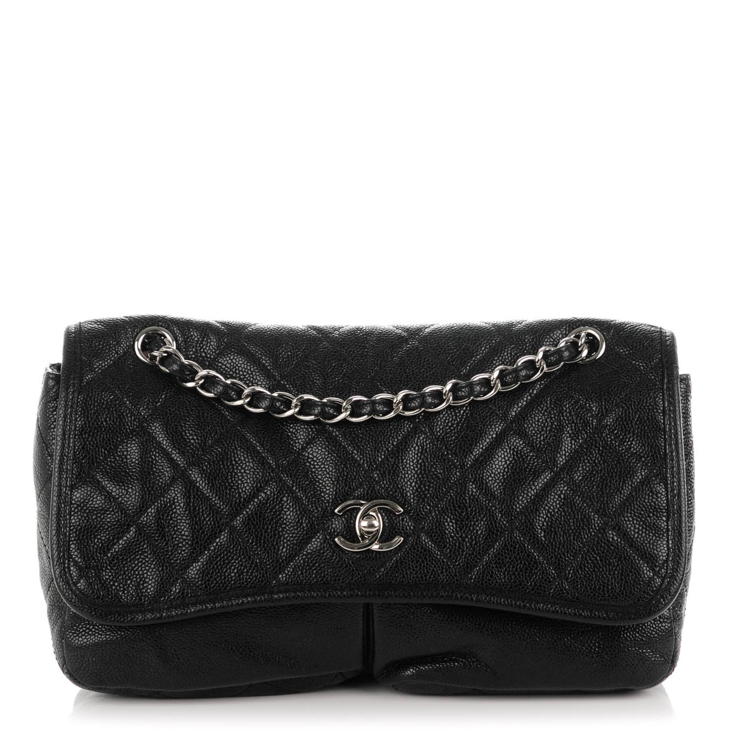 Grained Calfskin Medium Natural Beauty Flap Black