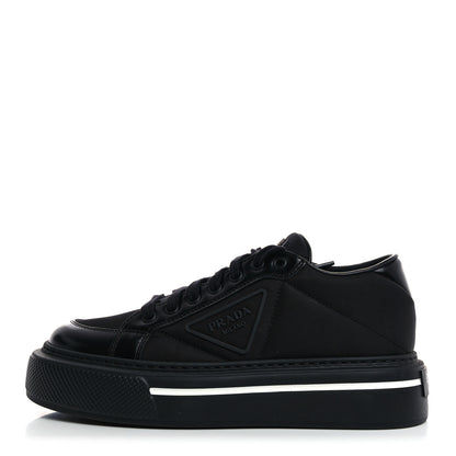 Prada Re-Nylon Spazzolato Rubber Triangle Logo Macro Quilted Womens 45mm Platform Sneakers 37 Black 1 of 8