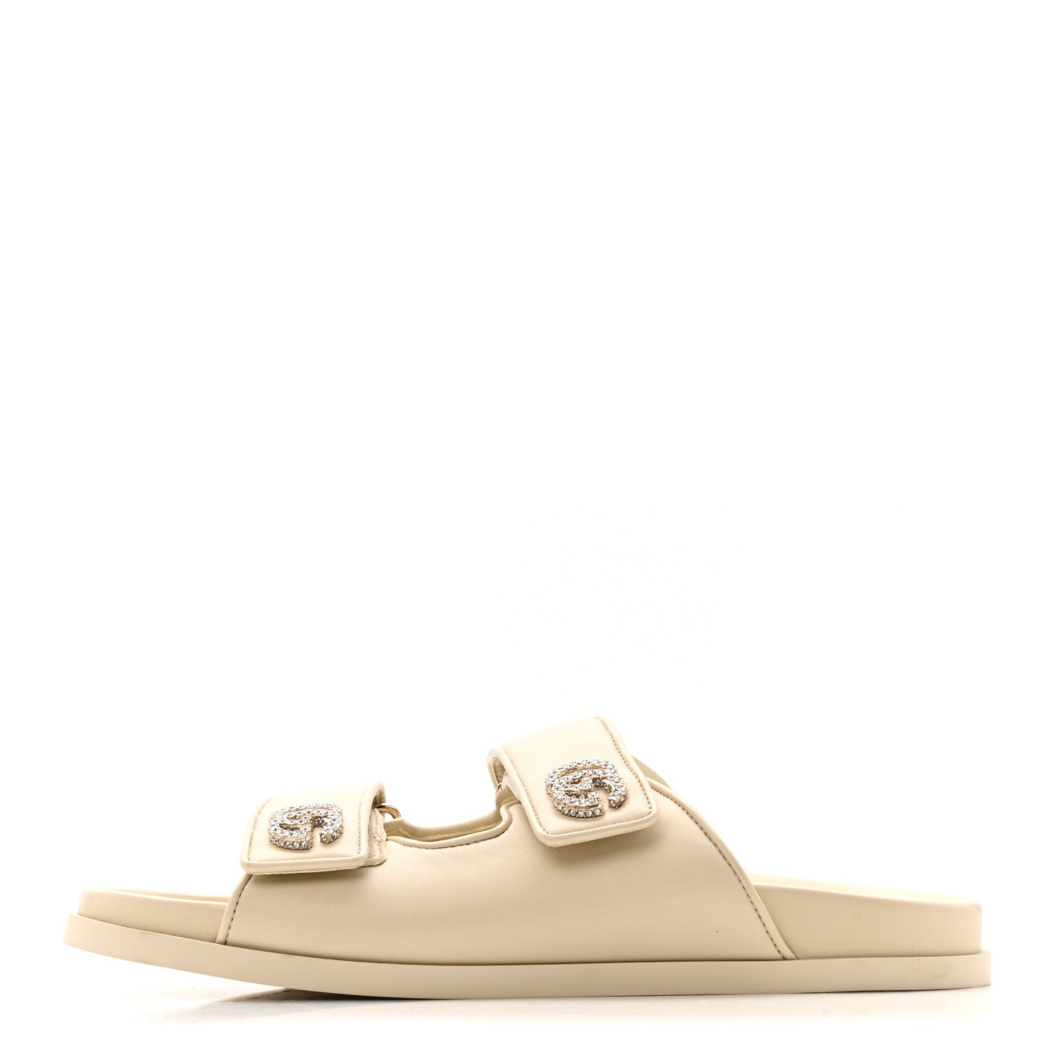 Gucci Calfskin Double G Crystal Womens Isla Dad Sandals 39 Ivory 1 of 9