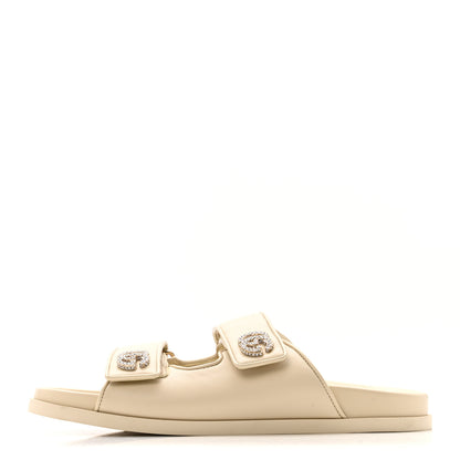 Gucci Calfskin Double G Crystal Womens Isla Dad Sandals 39 Ivory 1 of 9