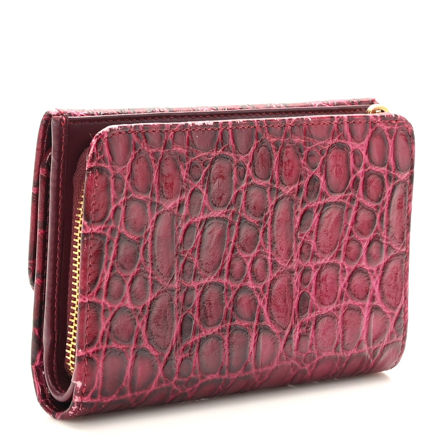 Miu Miu Vernice Alligator Embossed Wallet Dark Red 3 of 8