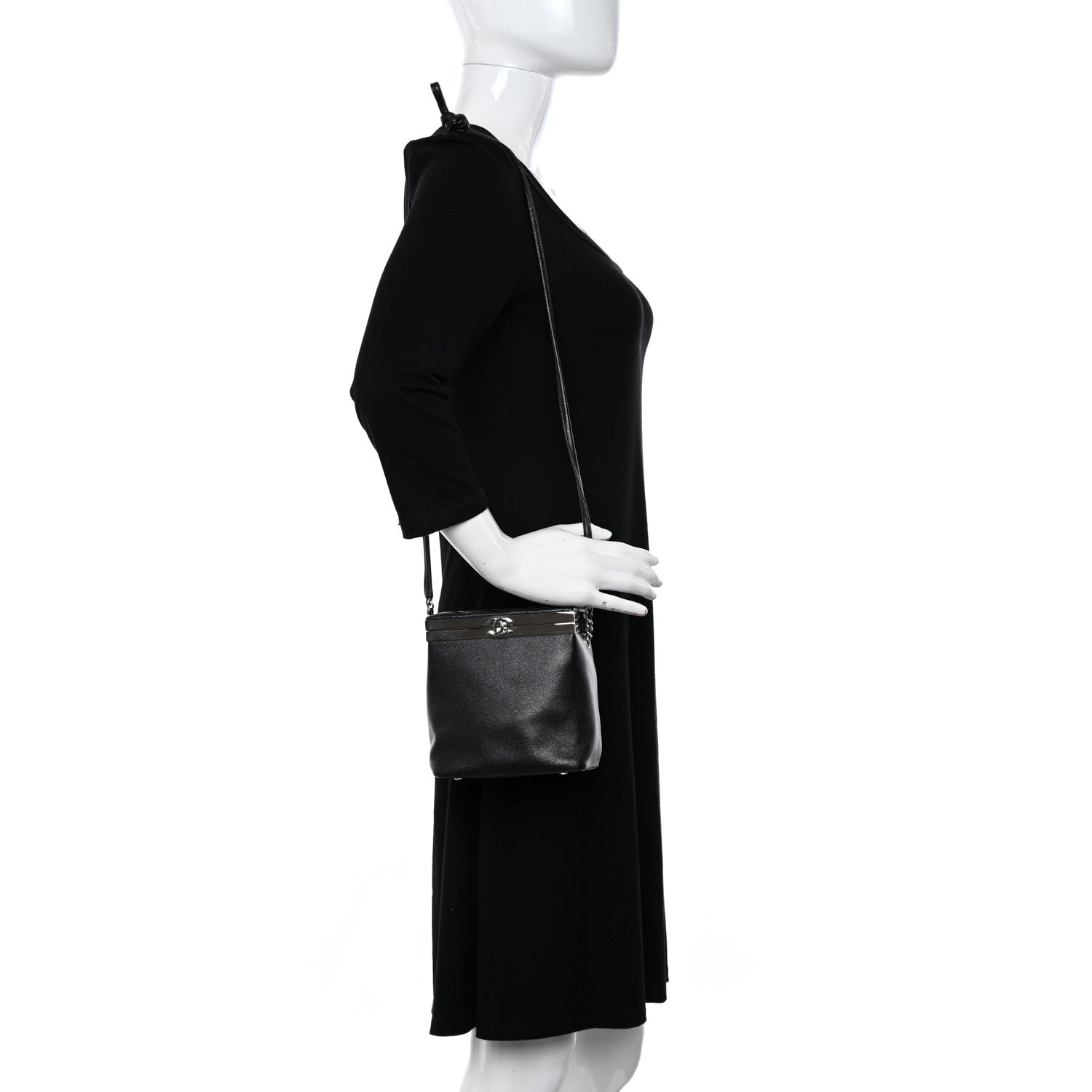 Chanel Metallic Lambskin Quilted CC Vanity With Chain Black 2 of 11