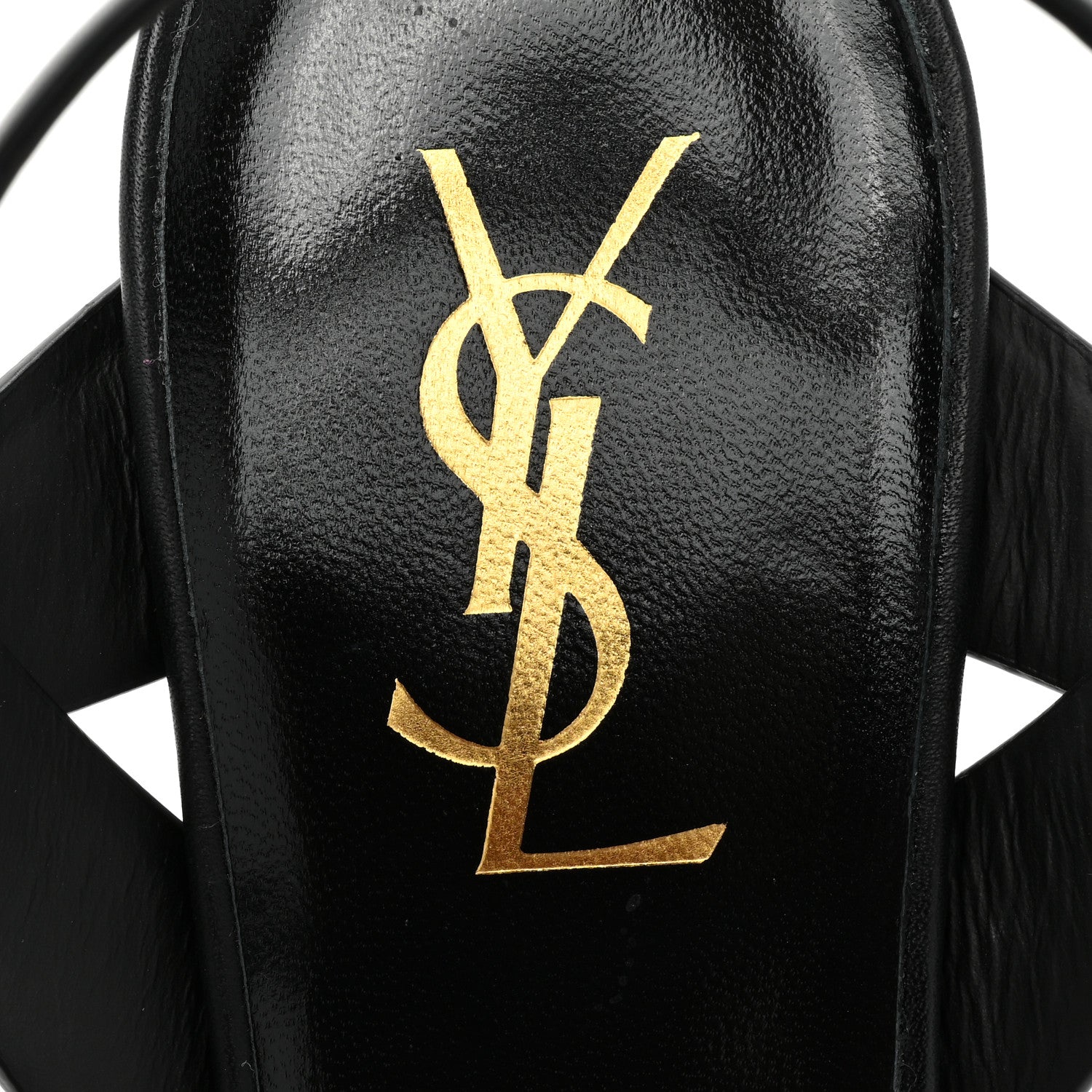 Saint Laurent Calfskin Tribute 75 Platform Sandals 39 Black 7 of 9