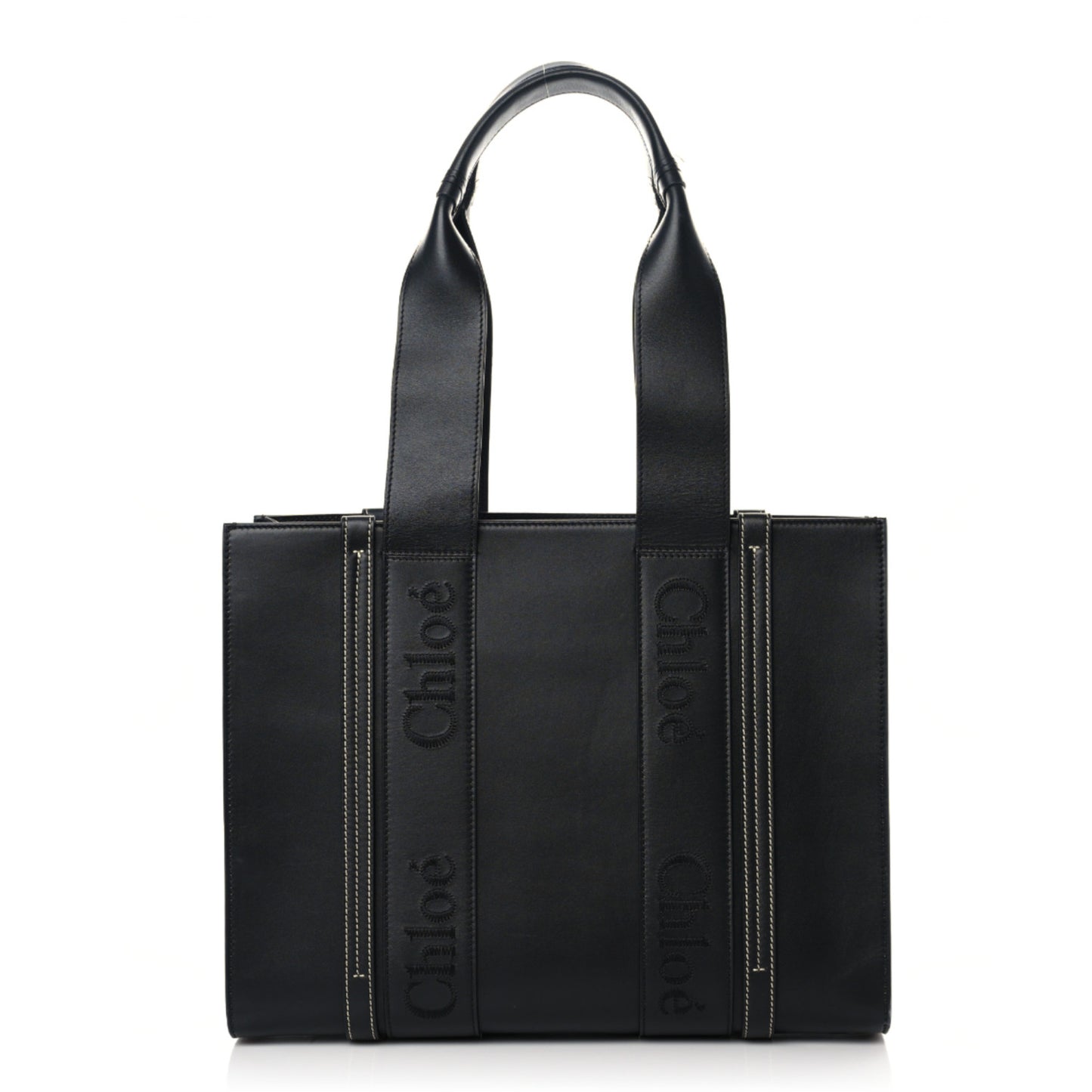 Calfskin Medium Woody Tote Black