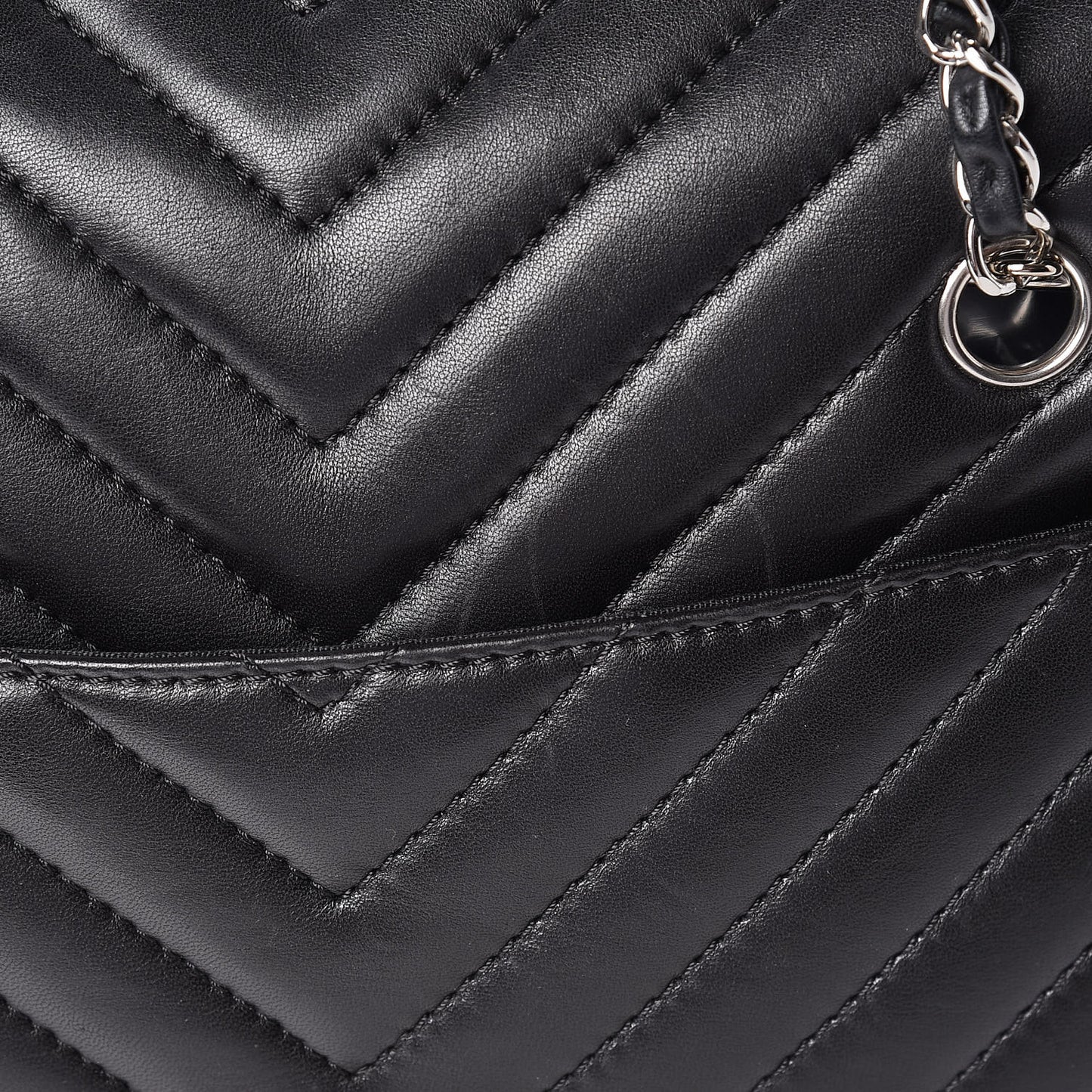 Lambskin Surpique Chevron Quilted Tote Black