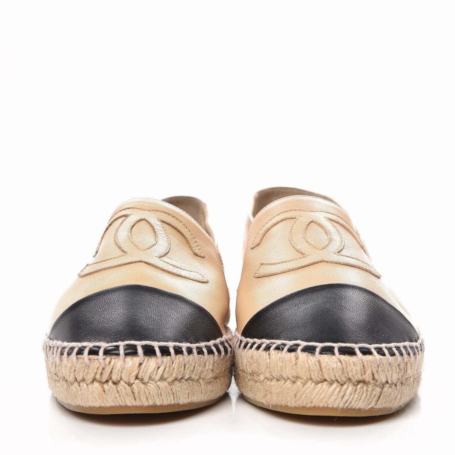 Chanel Lambskin CC Espadrilles 41 Beige Black 2 of 9