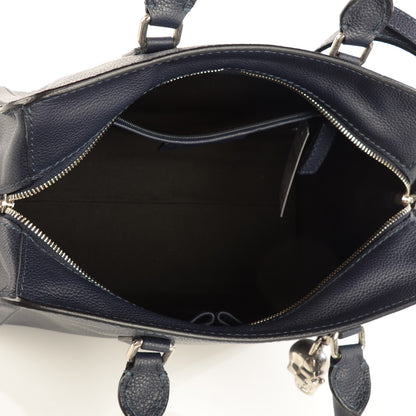 Alexander McQueen Pebbled Calfskin Small Skull Padlock Zip Around Tote Navy 19 of 28