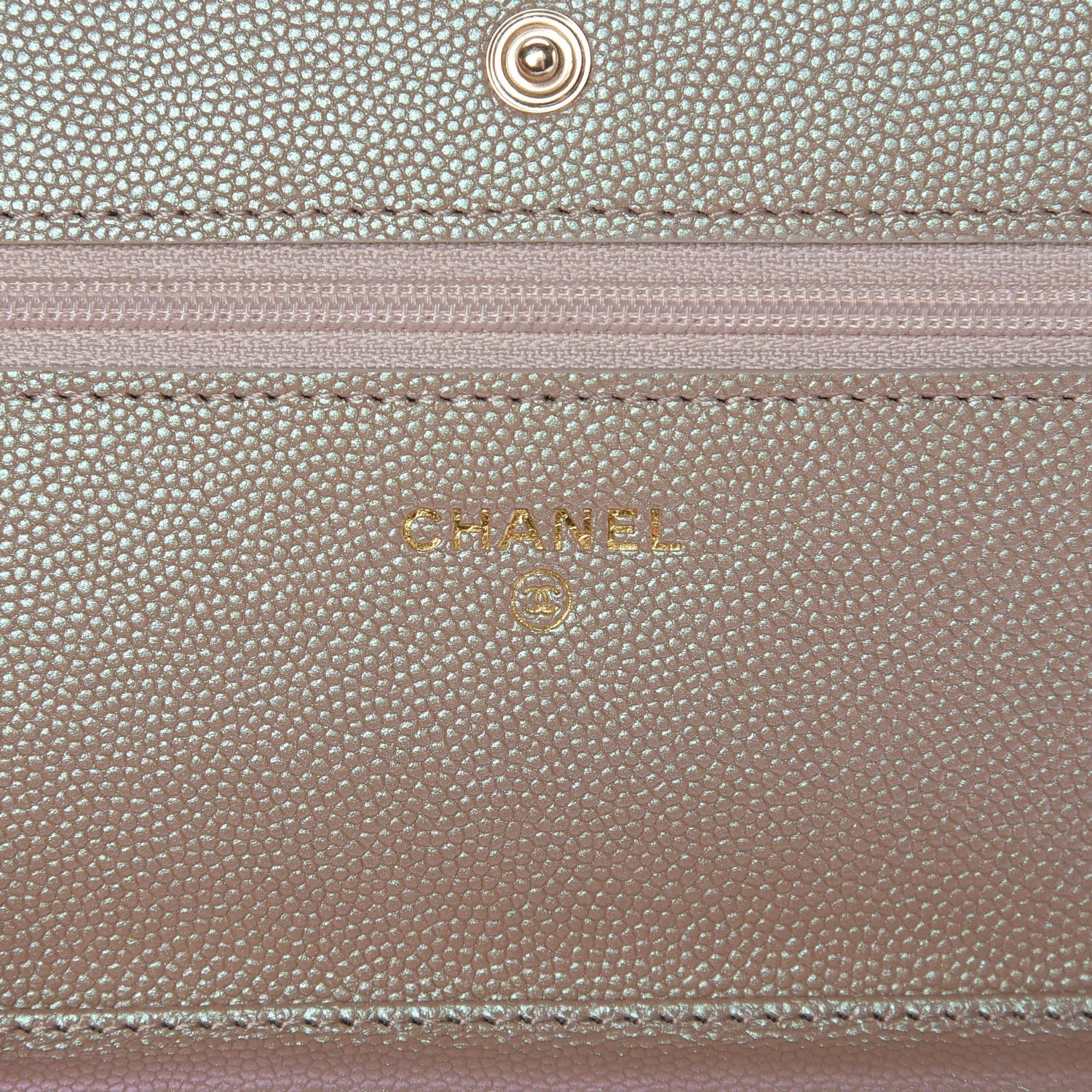 Chanel Iridescent Caviar Quilted Wallet On Chain WOC Beige 6 of 12