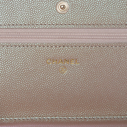 Chanel Iridescent Caviar Quilted Wallet On Chain WOC Beige 6 of 12