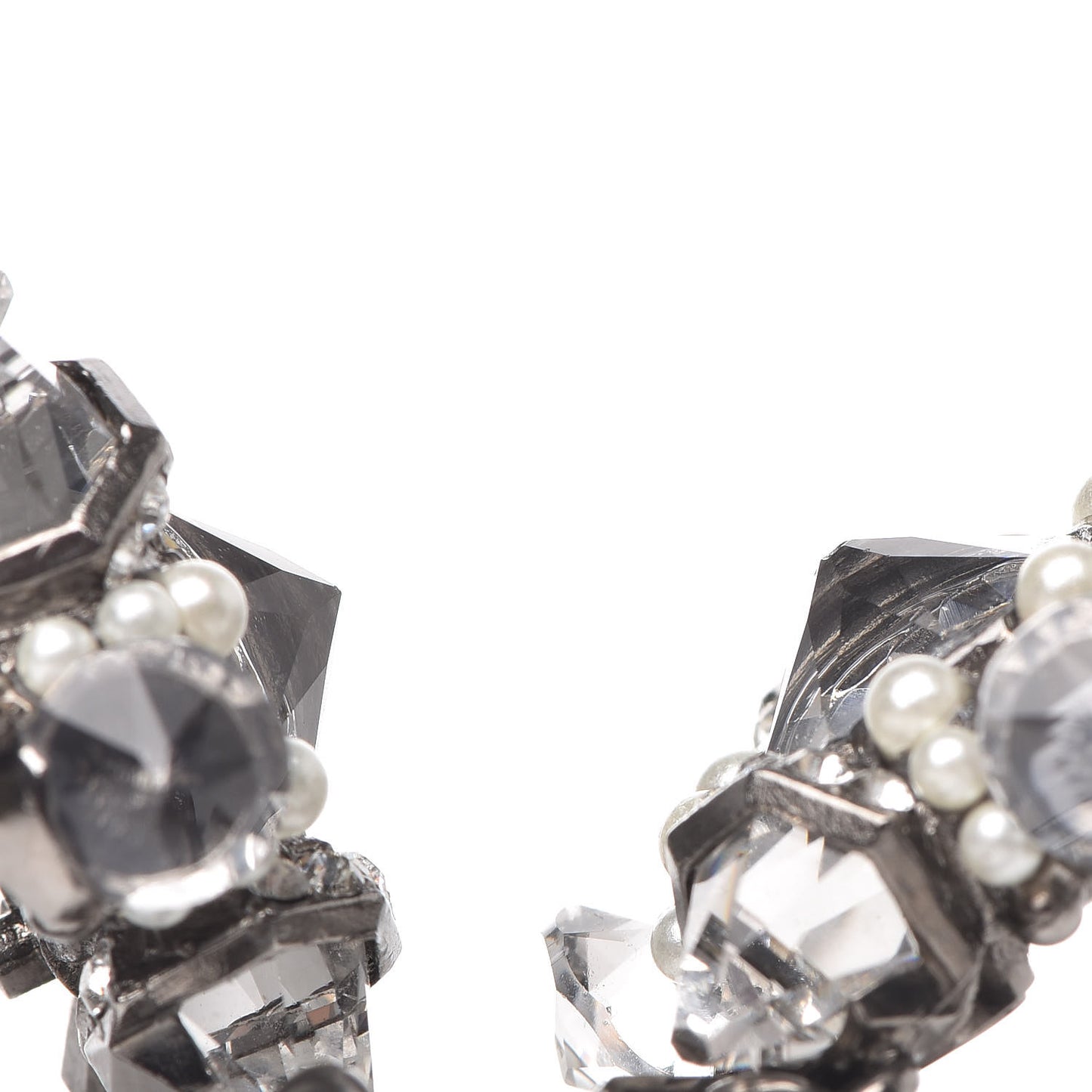 Crystal Pearl CC Drop Earrings Silver