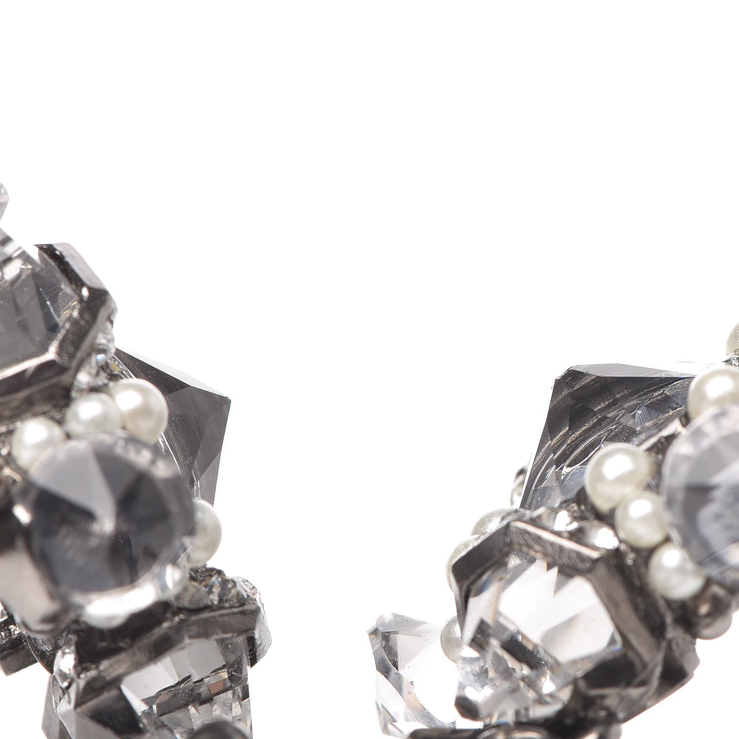 Chanel Crystal Pearl CC Drop Earrings Silver 5 of 7