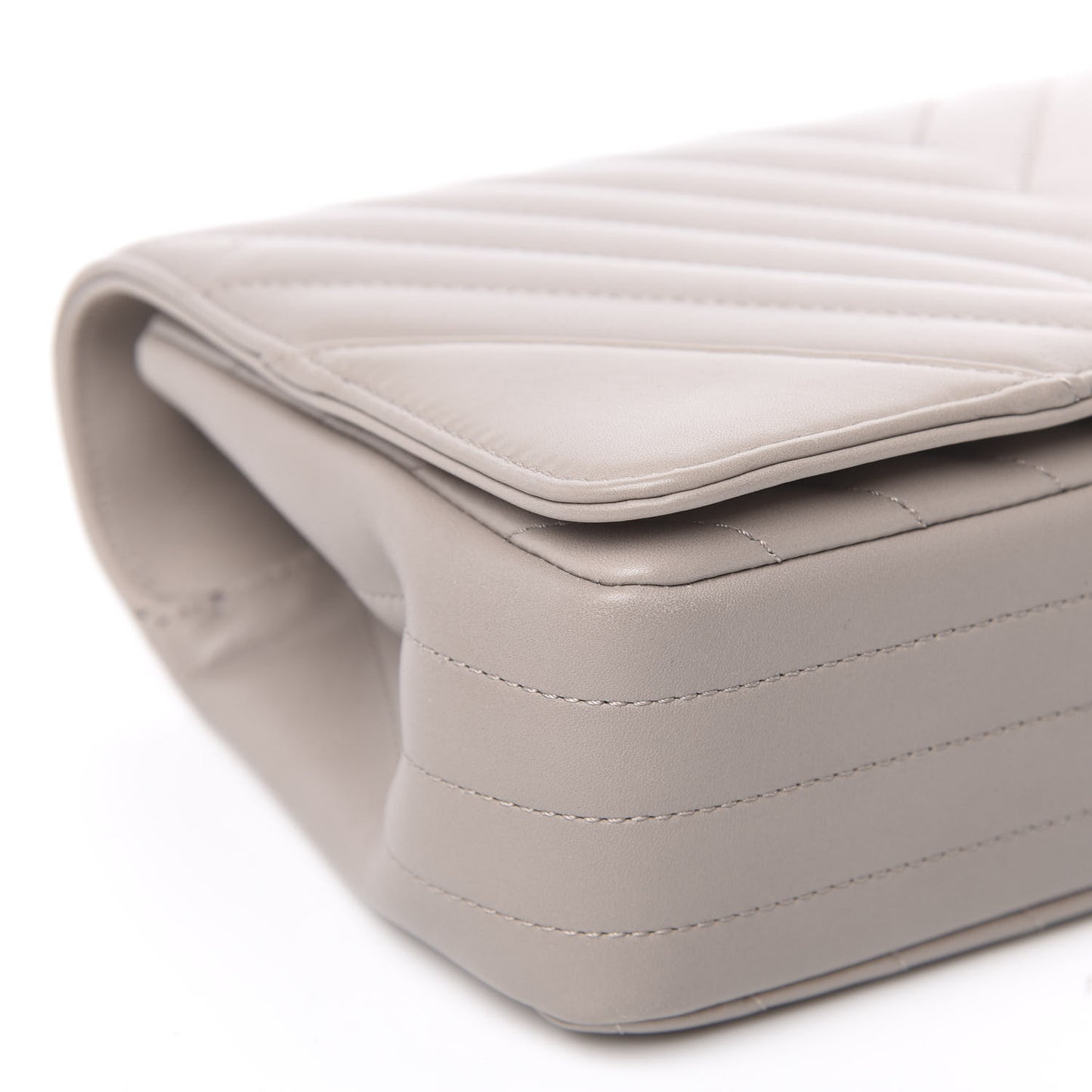 Calfskin Chevron Quilted Small Statement Flap Grey