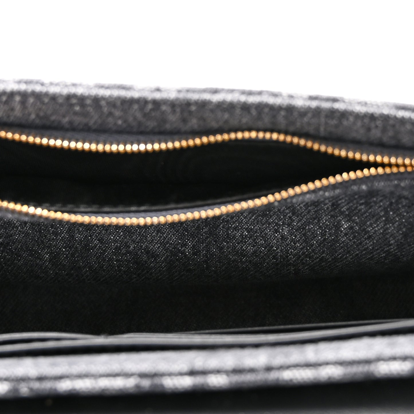 Oblique Denim Small Saddle Pouch with Chain Grey