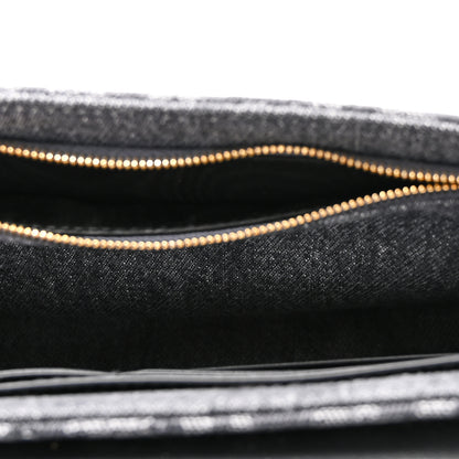 Christian Dior Oblique Denim Small Saddle Pouch with Chain Grey 5 of 10