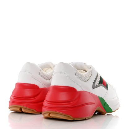 Gucci Lavaredo Eco Fabric Mesh Web Womens Rhyton Reflective Sneakers 36 Great White Green Red Silver 4 of 8