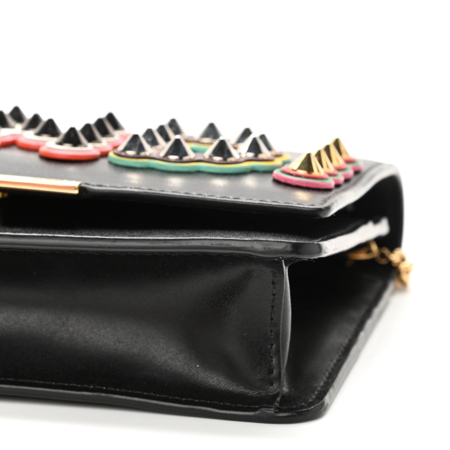 Vitello Liberty Fun Fair Metal Studded Tube Wallet on Chain Black Multicolor