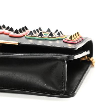 Fendi Vitello Liberty Fun Fair Metal Studded Tube Wallet on Chain Black Multicolor 9 of 10