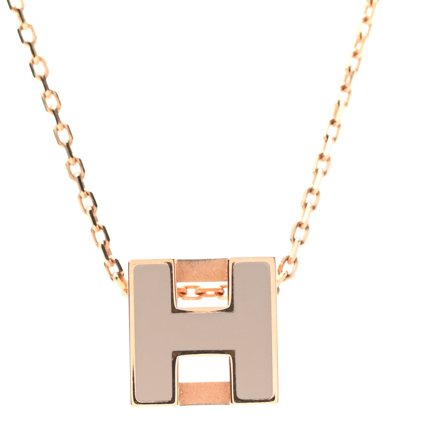 Rose Gold Lacquered Cage d'H Necklace Marron Glace