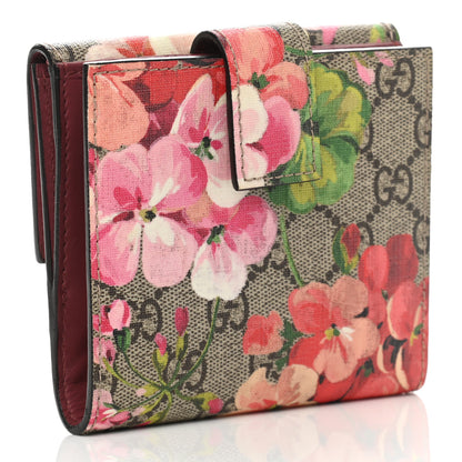 Gucci GG Supreme Monogram Blooms French Flap Wallet Beige Multicolor Dry Rose 3 of 7