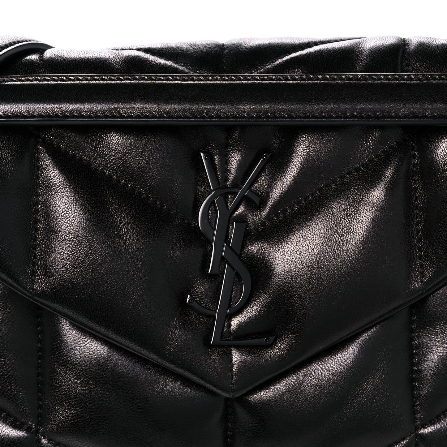 Lambskin Quilted Monogram Monochrome Small Loulou Puffer Chain Satchel Black