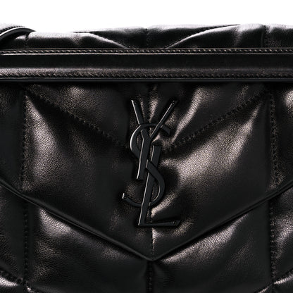 Saint Laurent Lambskin Quilted Monogram Monochrome Small Loulou Puffer Chain Satchel Black 9 of 13