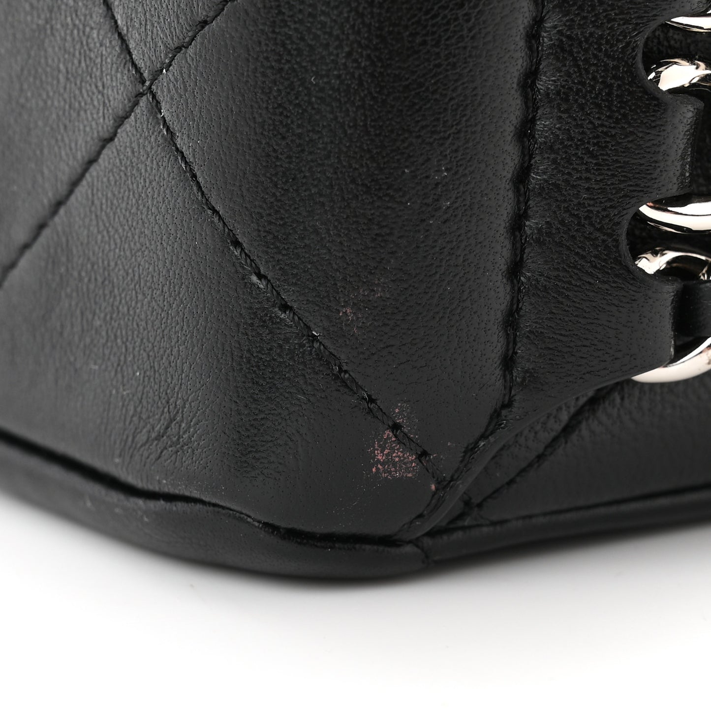 Lambskin Quilted Small Chain Rows Flap Black