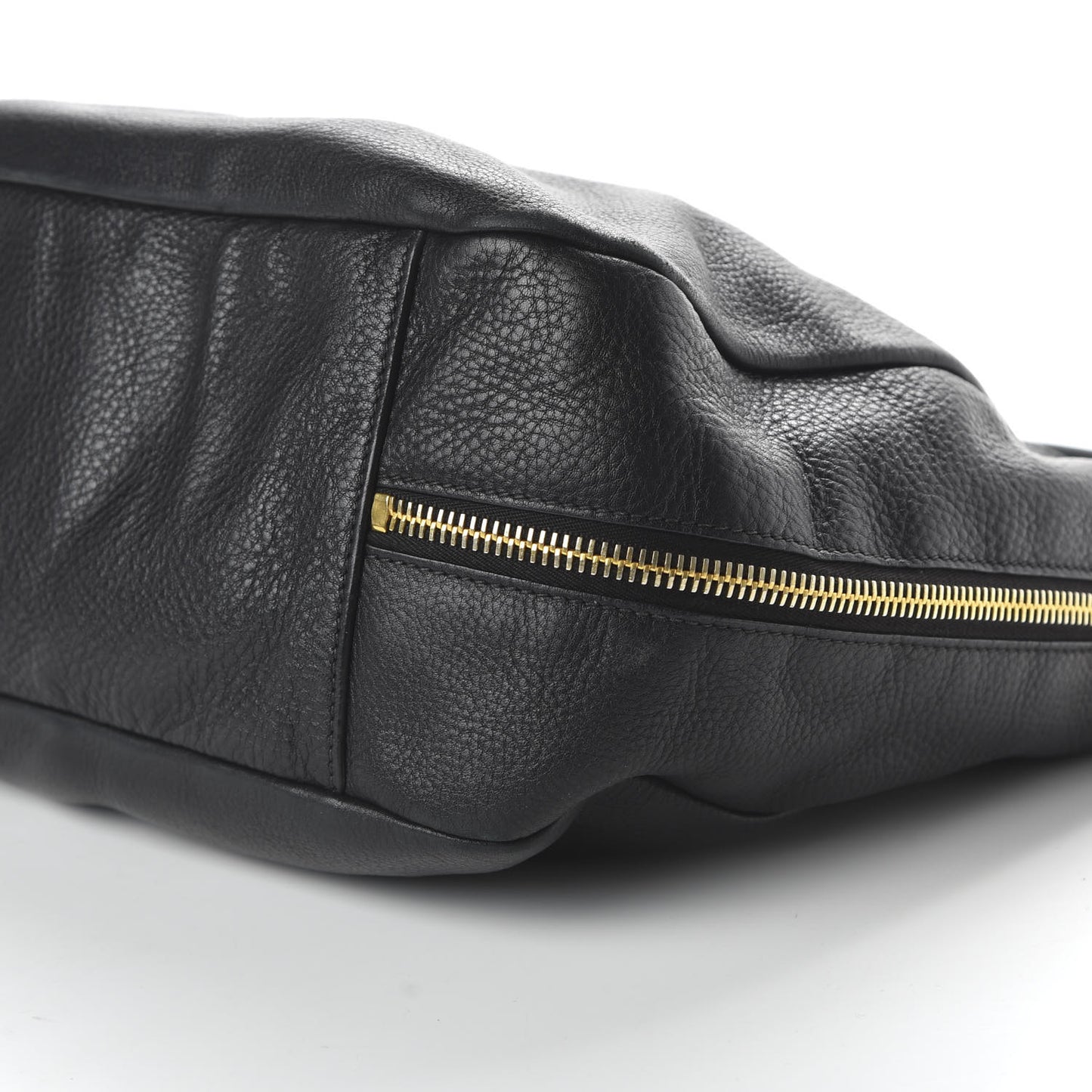 Vitello Daino Side Zip Pocket Hobo Black