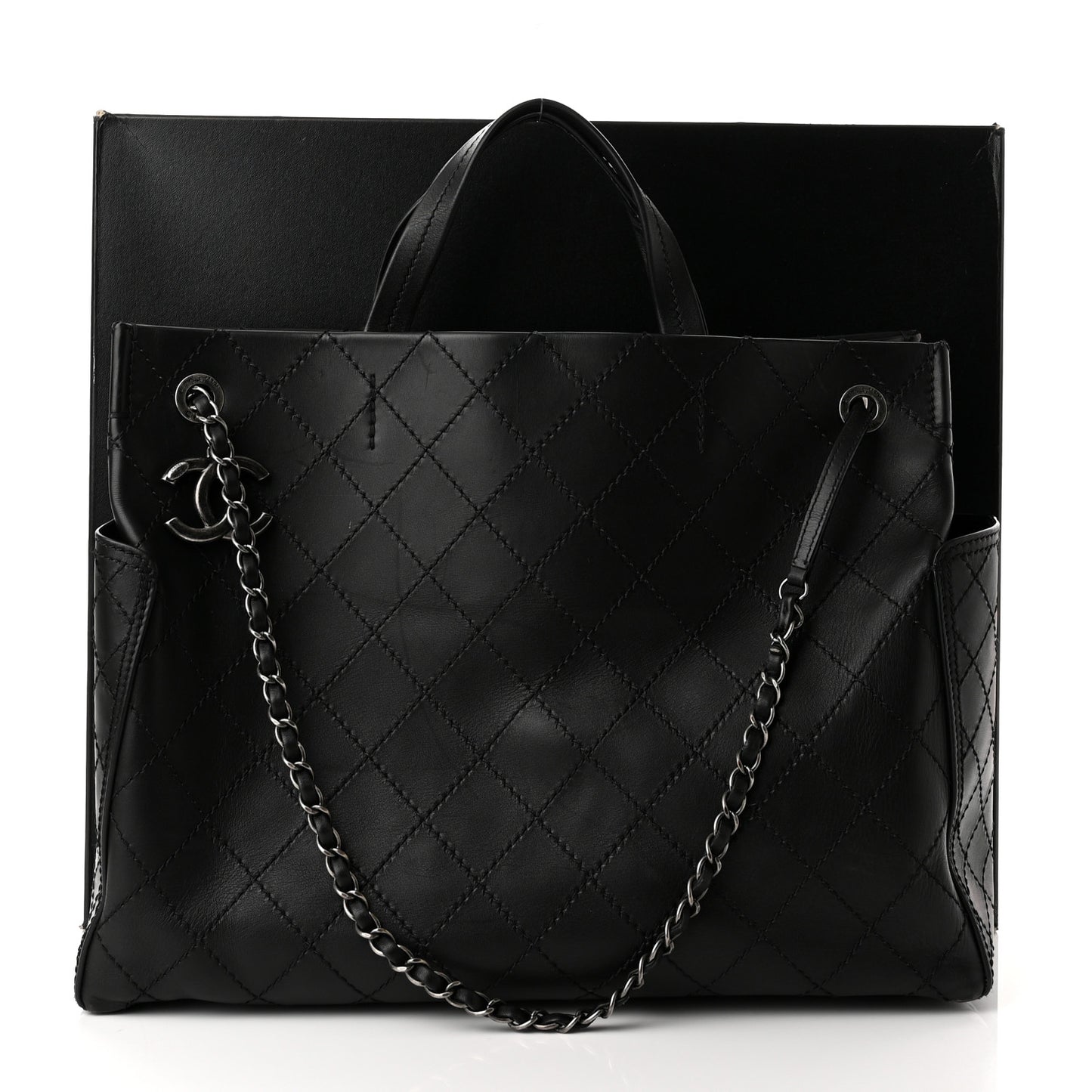 Calfskin CC Pocket Tote Black
