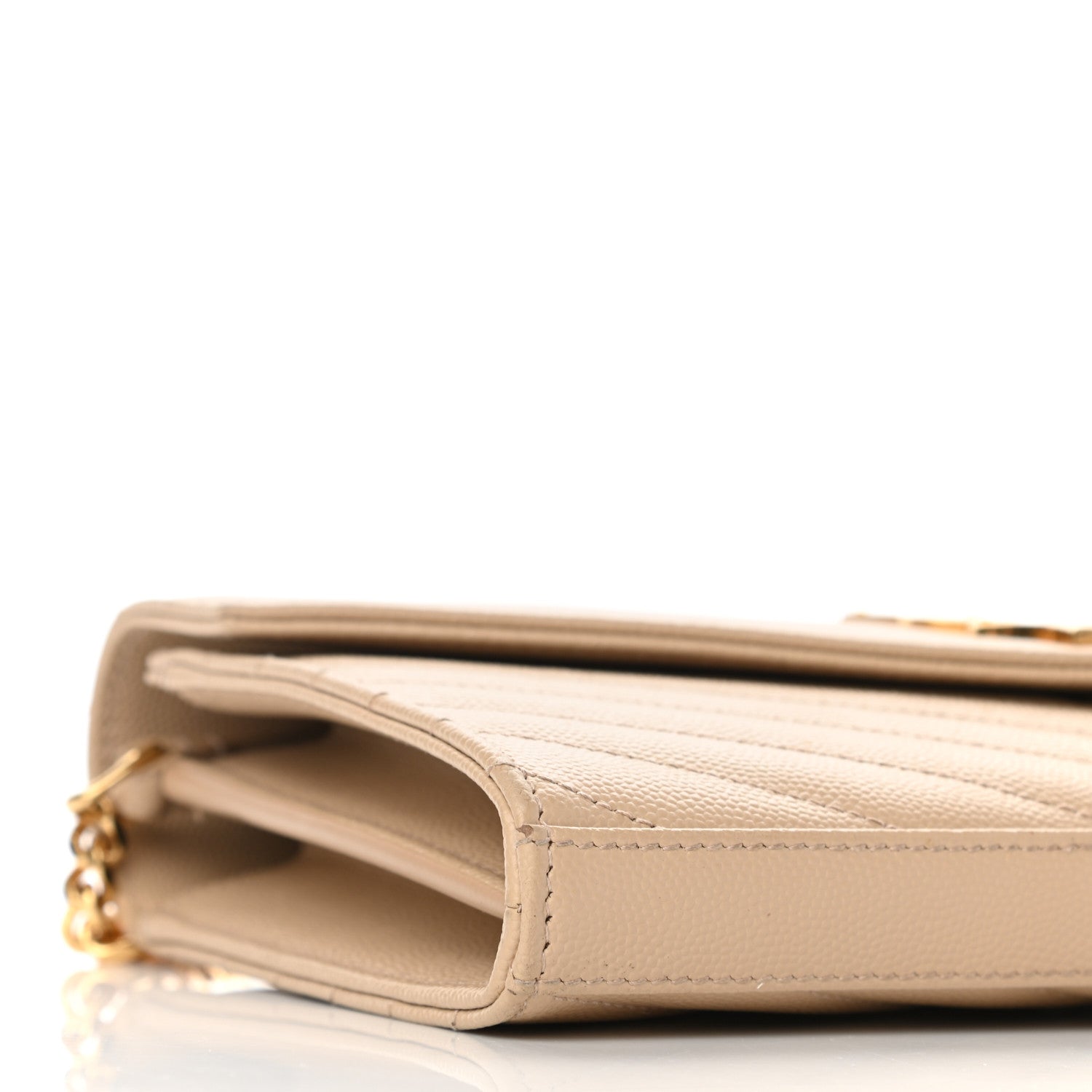 Saint Laurent Grain De Poudre Matelasse Chevron Monogram Chain Wallet Nude Powder 15 of 20