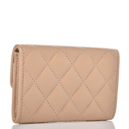 Chanel Caviar Quilted Card Holder Wallet Beige 3 of 9