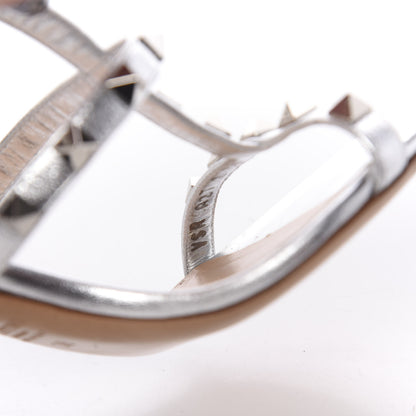 Valentino Garavani Metallic Nappa Rockstud Gladiator 105mm Sandals 38 Silver 8 of 10