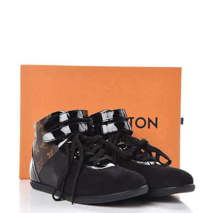 Louis Vuitton Suede Patent Monogram Move Up Sneakers 36 Black 9 of 10