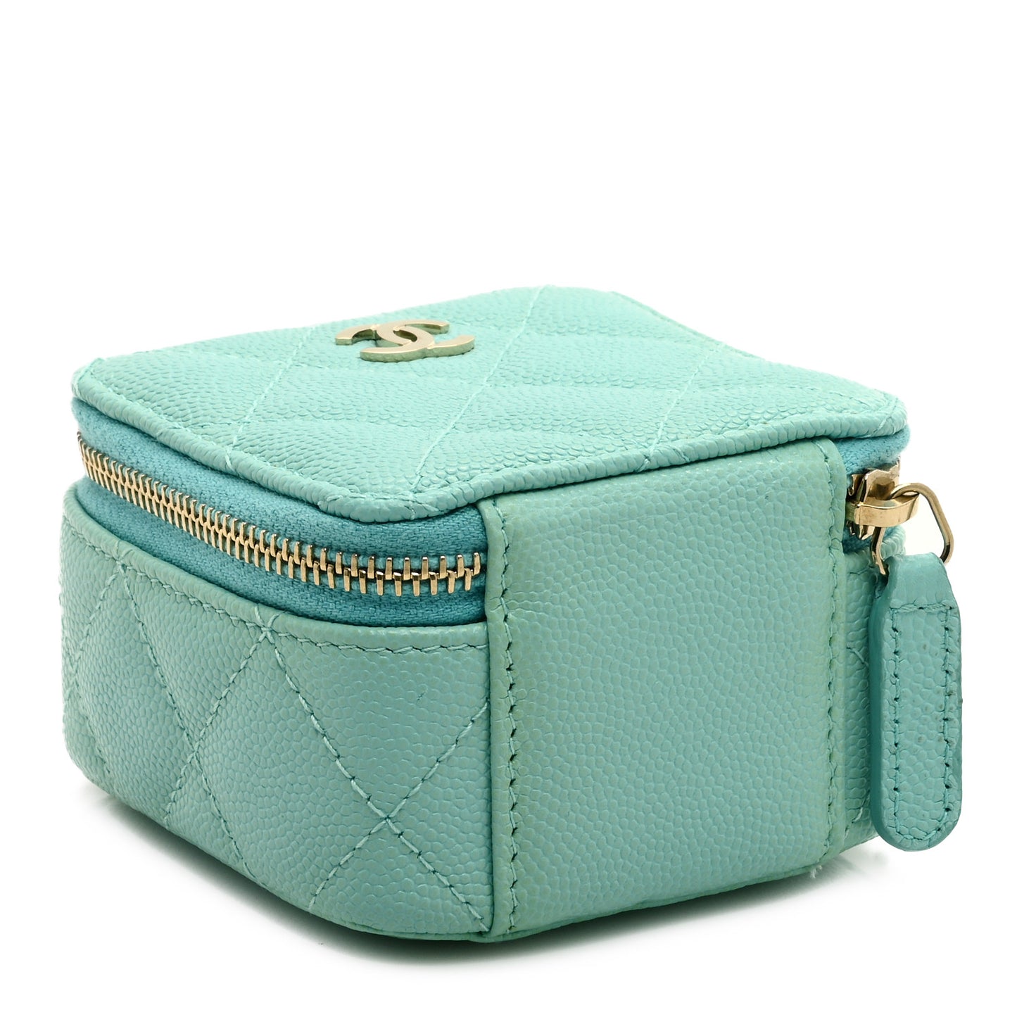 Caviar Quilted Jewelry Travel Case Blue