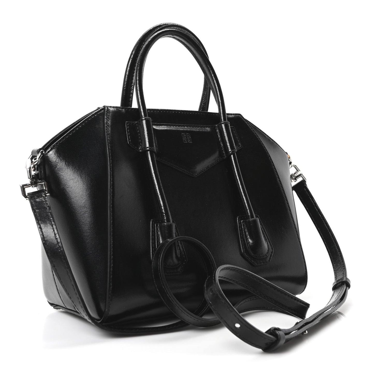 Box Calfskin Mini Lock Antigona Shoulder Bag Black