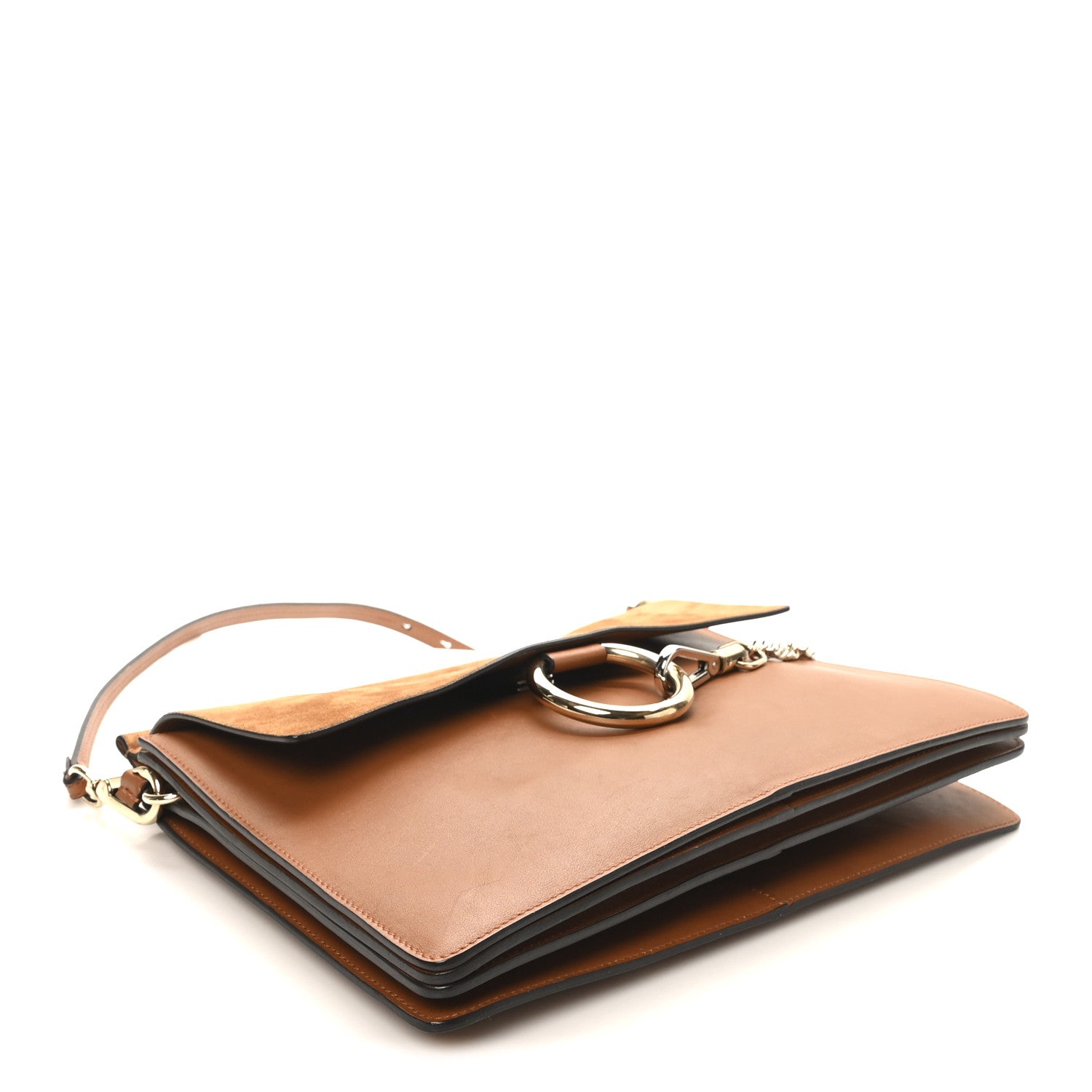 Chloe Suede Calfskin Medium Faye Shoulder Bag Caramel 4 of 9