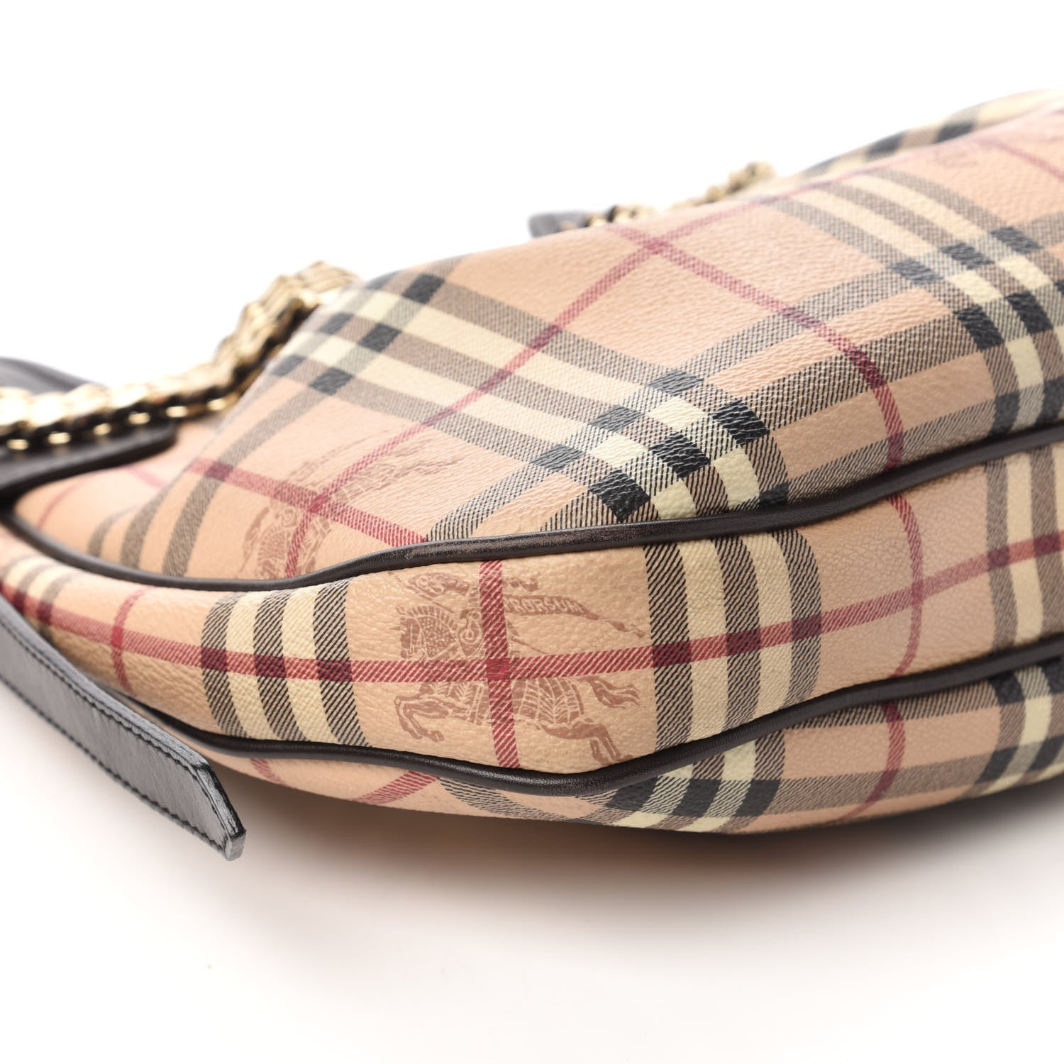 Burberry Calfskin Haymarket Check Chain Strap Hobo Chocolate Brown 7 of 10