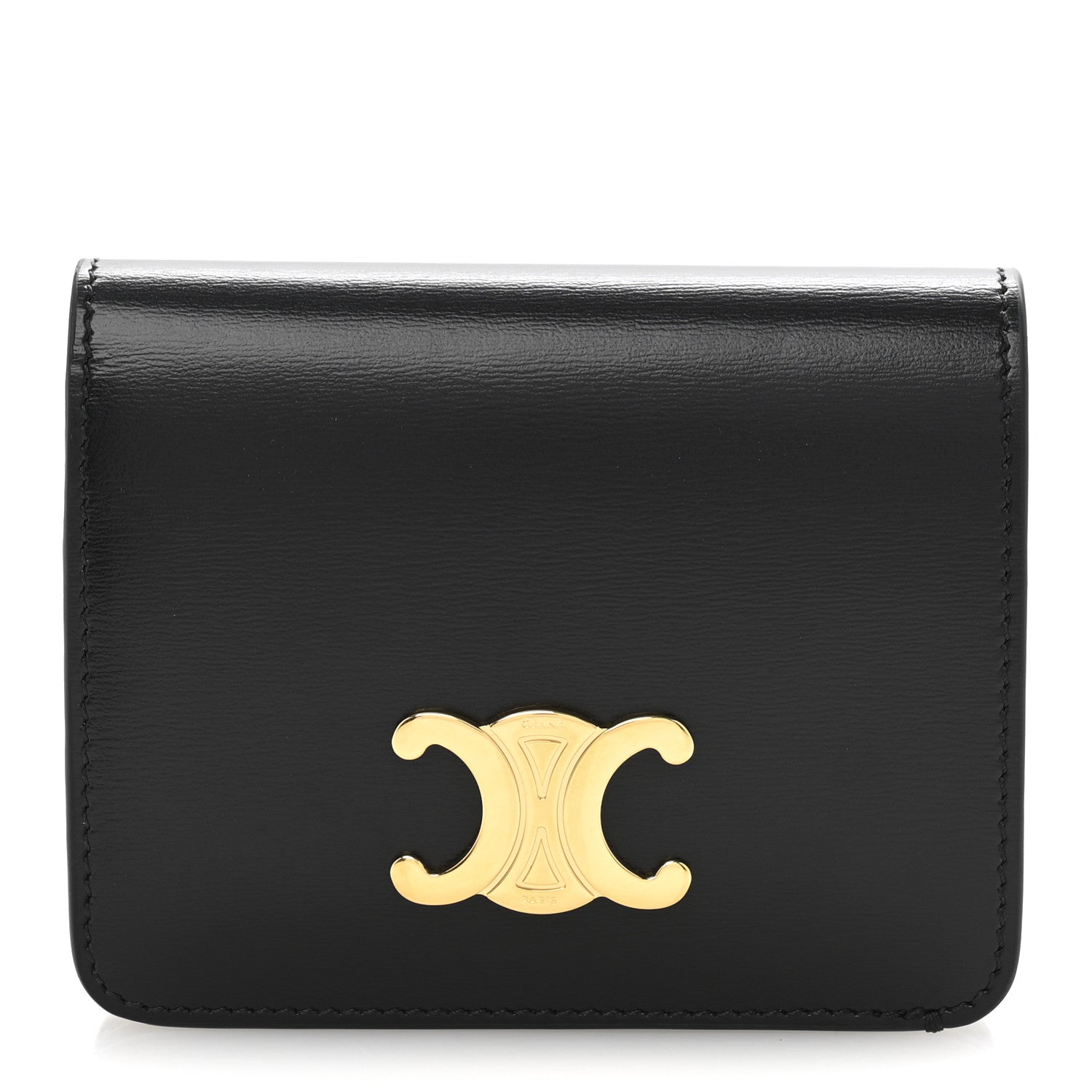 Celine Shiny Calfskin Small Triomphe Wallet Black 1 of 8