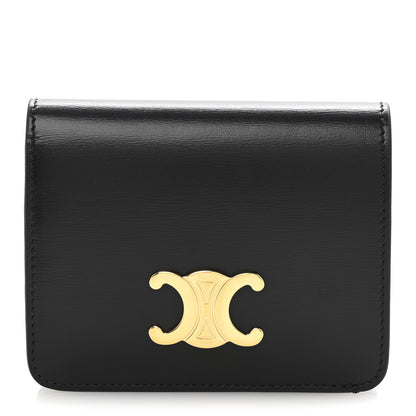 Celine Shiny Calfskin Small Triomphe Wallet Black 1 of 8
