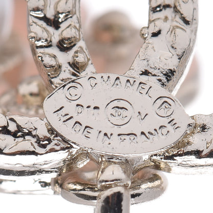 Chanel Metal Resin Diamante CC Flower Earrings Gold Beige 4 of 8