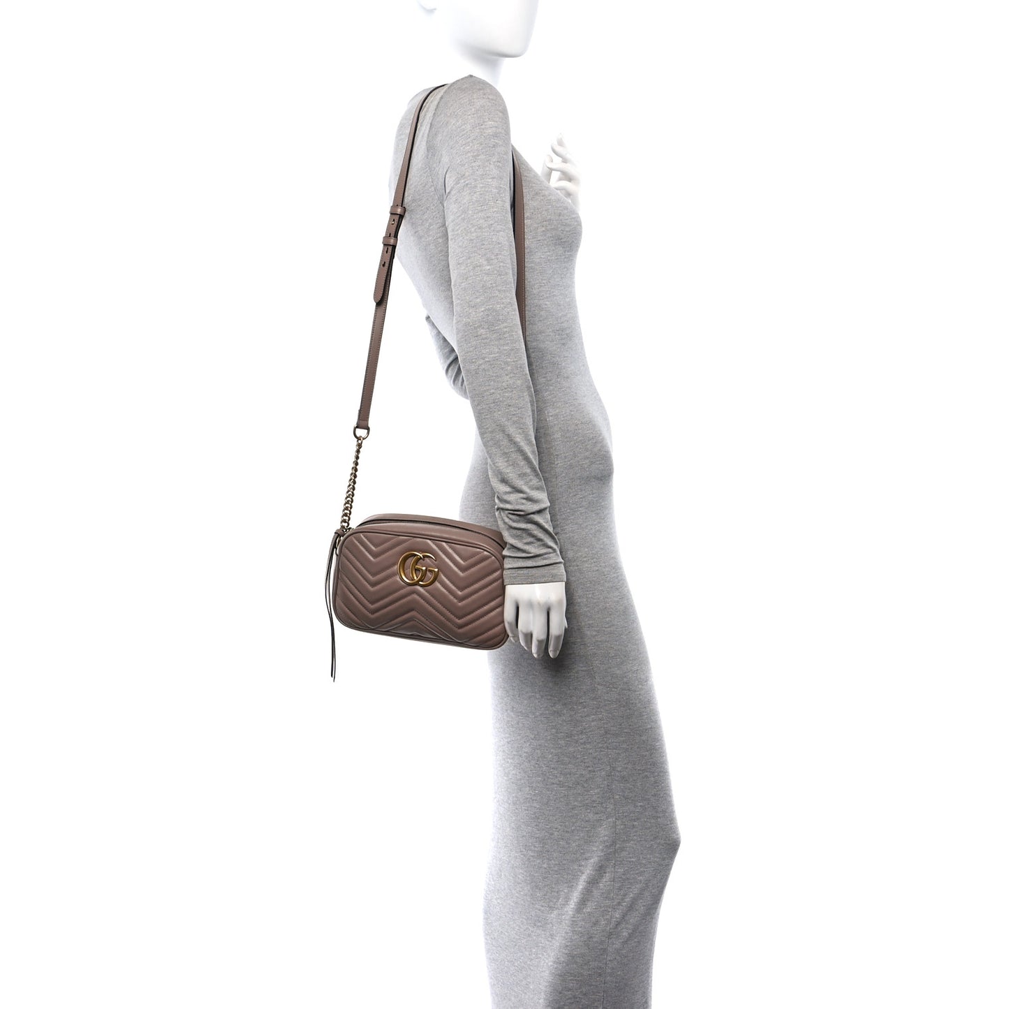Calfskin Matelasse Small GG Marmont Chain Shoulder Bag Porcelain Rose