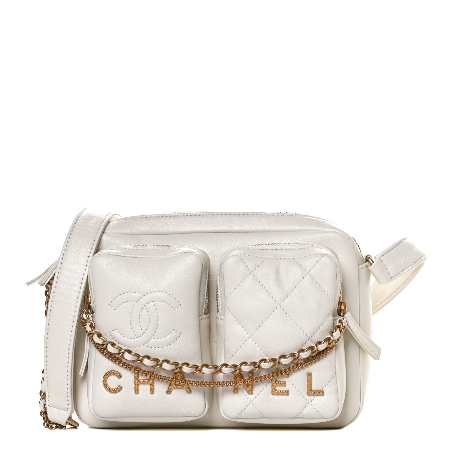 Chanel Calfskin Quilted Small Camera Case White 2 of 21