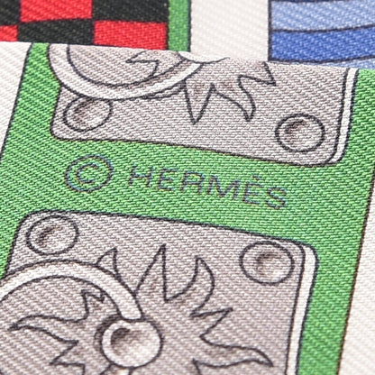 Hermes Silk Colliers de Chiens Twilly Rouge Vif Bleu Vert 4 of 4
